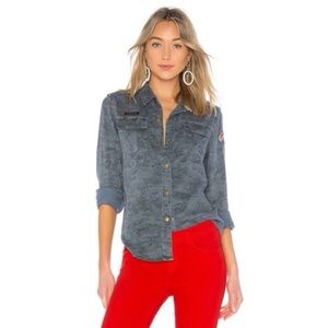 Pam & Gela printed camo tribe button down shirt size p